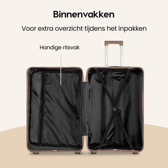 SKYCASES Urban Adventurer - Kofferset - 3-teilig - Zahlenschloss - 232L - Spinnerrollen - Reisekoffer mit Kofferschloss - Leichtgewicht - Champagner