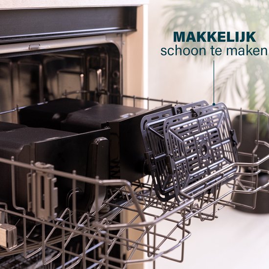 Princess Double Basket Airfryer 182068 - Double Airfryer - 8 Liter - 2 Körbe - XXL - 8 Programme - 2400W - Doppelte Heißluftfritteuse - Touchscreen - Schwarz - 80°C bis 220°C - Sync-Funktion