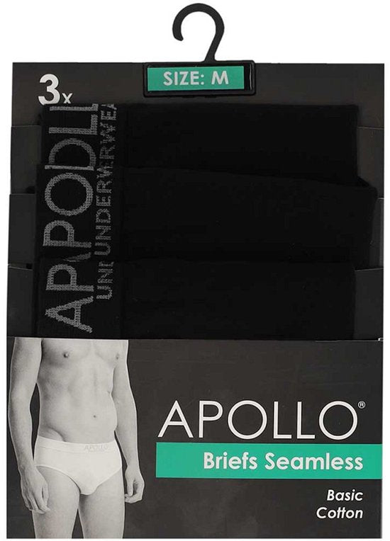 Apollo Herrenslips Unterwäsche - 3er Pack - schwarz uni - Größe XXL