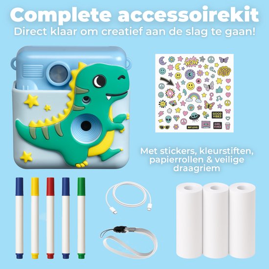 Denver Kinderkamera Full HD mit Drucker - Selfie-Kamera - 20MP - Blau