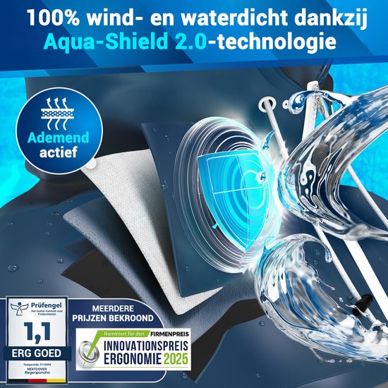 Nextcover Regenponcho Fahrrad für Damen und Herren | Regencape mit AquaShield 2.0 Technologie, wind- und wasserdicht | Ideal zum Radfahren, Wandern und Angeln | Fahrradponcho Erwachsene Unisex Fit | Poncho