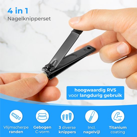 Nuvance - Nagelknipser - 4 in 1 - Nagelknipser-Set mit Nagelfeile - Nagelknipser - Zehennagelknipser - Für kahle Nägel