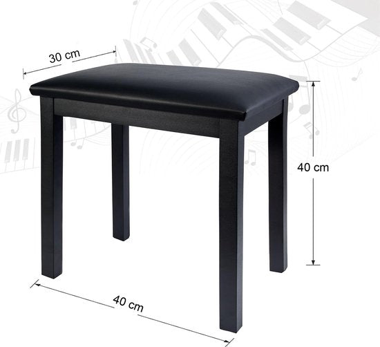 Finesse Piano Hocker - Stahl - mit Kissen - Klavierbank - Klavierstuhl - Schwarz