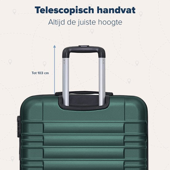 TRVLMORE Koffer - Handgepäck Trolley - Zahlenschloss - Trolley - 54x36x20cm - 38L - Dunkelgrün