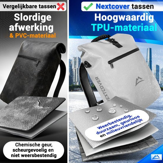 Nextcover 3in1 Fahrradtasche Single für Gepäckträger [PVC frei] | Wasserdichte Fahrradtasche, Rucksack und Umhängetasche 25L | Ideal für Laptop und Wocheneinkauf | Fahrradtasche Single | Fahrradtaschen