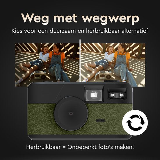 K&L Digitale Retrokamera - Bildschirmlos - Wiederaufladbar - 16.000 Fotos - Fotokamera - Vintage - Inklusive 32GB - Langlebig - Grün