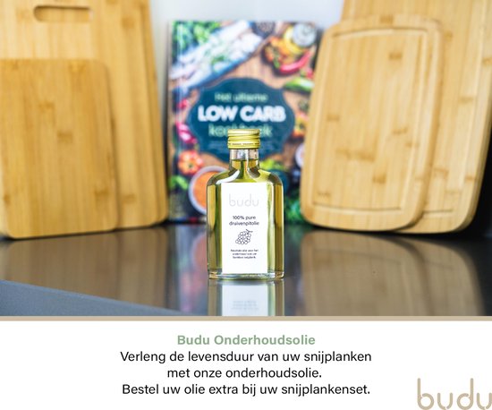 Budu Schneidebrett Thick Deluxe - Bambus - 4CM dick - Schneidebrett Holz - Schneidebretter aus Holz - Schneidebrett Geschenk - 29,5 x 40 x 4 cm