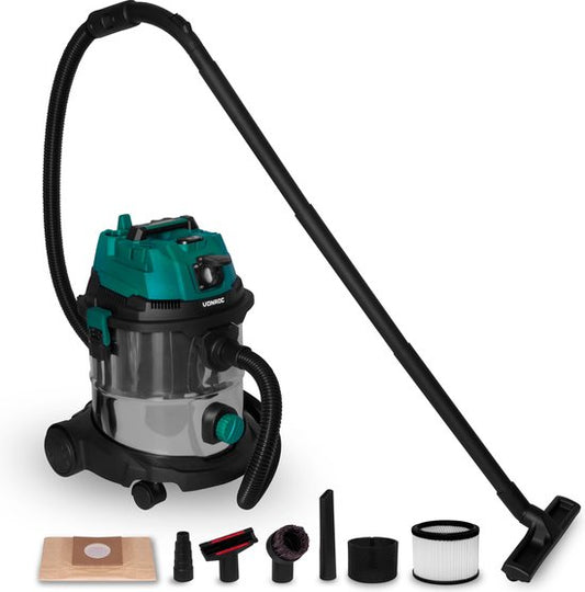 VONROC Nass- und Trockensauger / Staubsauger - 1400W - Einschaltautomatik - Blasfunktion - 20L Edelstahlbehälter - 3m Schlauch - 6m Netzkabel