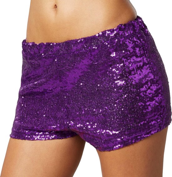 Dressforfun Pailletten Shorts lila – Damen – Größe XL