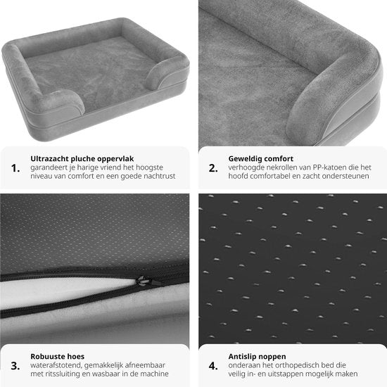 tectake Hundebett - Kissen für große und mittelgroße Hunde - flauschig und waschbar - Hundekorb mit Memory Foam - Hundebox - Hundeliege - Hundekorb - Hundekissen L (91 x 68 x 18 cm)