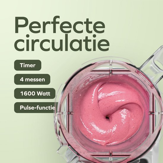 KitchenBrothers Power Blender - 1600W - 2L - Smoothie Maker - Eiszerkleinerer - Metallic Grau