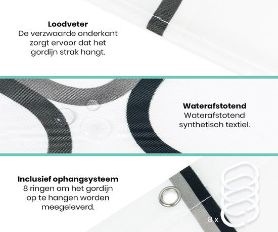 Loti Living Duschvorhang Anti-Schimmel - Würfel Design - Inklusive Ringe - Wasserdicht - Polyester - Duschvorhang 120x200 cm