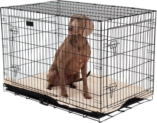 Brixy Hundebank - Bank für Hunde - Größe XL - faltbar - 107 x 72 x 77 CM - 2 Türen - Schwarz