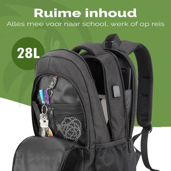 Travelhawk Rucksack - 28L - 15.6 Zoll - Laptop-Rucksack - Rucksäcke - Rucksack - Männer & Frauen - Wasserabweisend - Mit USB-Ladeanschluss