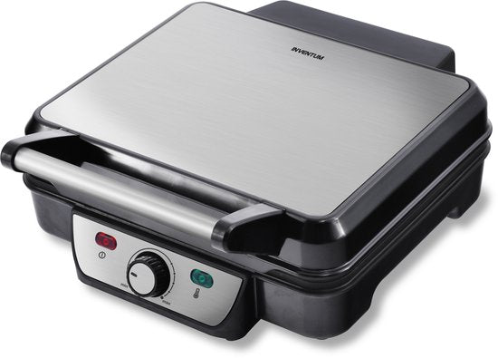 Inventum CG618 - Kontaktgrill - Tischgrill - Grillfläche 28 x 23 cm - PFAS frei - Antihaftbeschichtung - 1800 Watt - Edelstahl/Schwarz