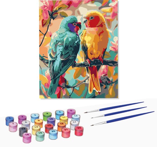 Rubye® Malerei auf Nummer - Papageien für Erwachsene und Kinder - 40x50cm