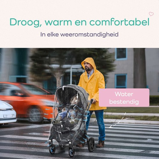 Qwali Regenschutz Kinderwagen Universal - Kinderwagen - Regenschutz Buggy - Kinderwagenzubehör