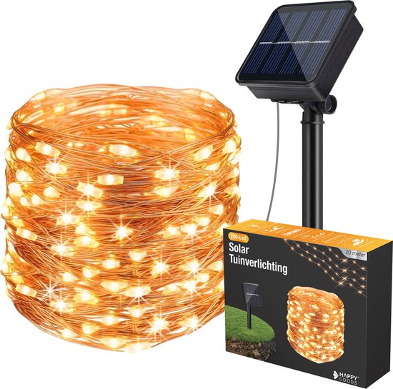 Happy Goods Solar Gartenbeleuchtung - 200 LED Lichterkette für den Außenbereich - 20 m - Lichterkette - Außenbeleuchtung Girlande - Lichterketten