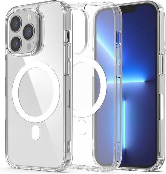 Podec Magsafe Case Passend für iPhone 13 Pro - Mit 3x Bildschirmschutz + 3x Kameraschutz - Magnetisch mit Ring Transparent - Handytasche Transparentes Case