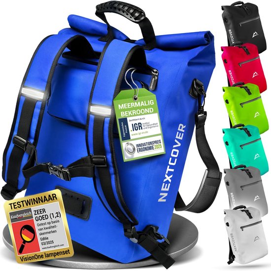 Nextcover 3in1 Fahrradtasche Single für Gepäckträger [PVC frei] | Wasserdichte Fahrradtasche, Rucksack und Umhängetasche 25L | Ideal für Laptop und Wocheneinkauf | Fahrradtasche Single | Fahrradtaschen