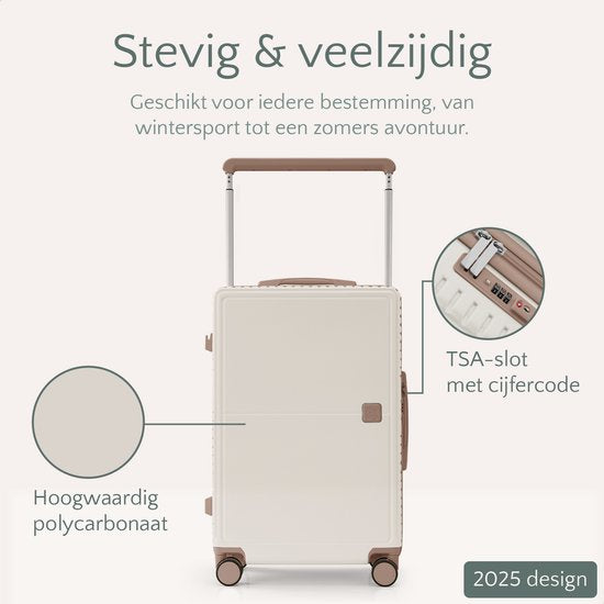 Skycases City Walker - 3-teiliges Kofferset | Leicht & Langlebig | 20, 24 & 28 Zoll | 360° Spinner-Räder | TSA-Schloss | Inklusive Schutzhüllen - Beige