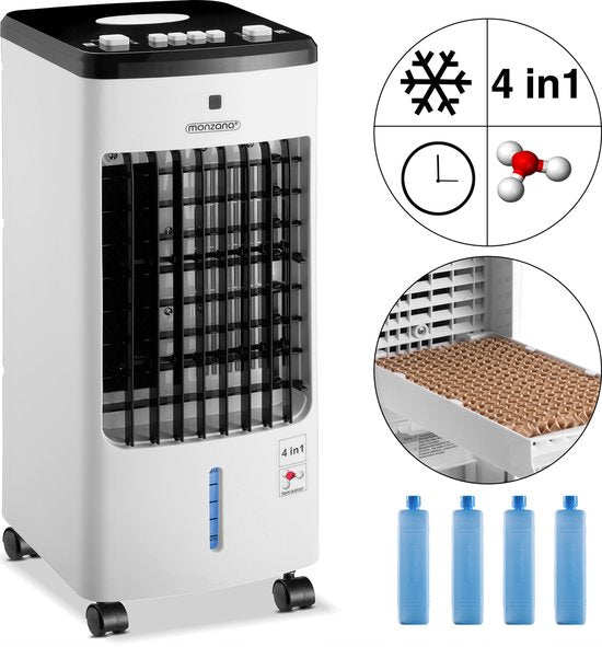 Monzana Mobile Air Conditioning Fan - 4 Funktionen 3.5L - Weiß Schwarz