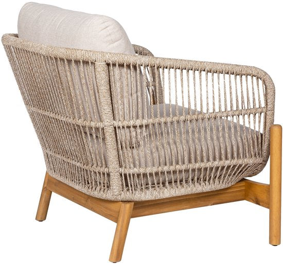 Sessel Braun/Beige - Akazienholz & Textil - 78,5x86x72 cm - Sessel Terracina - House Nordic