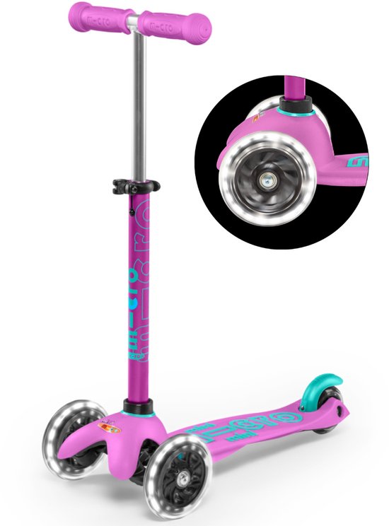 Micro Kinderroller Mini Micro Deluxe LED lavendel - verstellbarer Lenker.