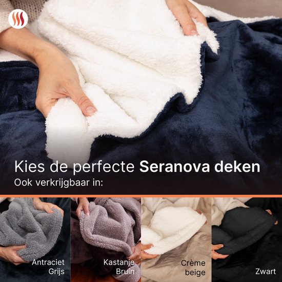 Seranova Electric Blanket XXL - 180x160 cm - 2 Personen Decke - Wärmedecke - Doppelseitig - Fleece Sherpa - Blau