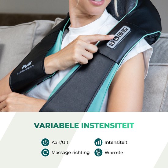 Massagerr® Shiatsu-Massagekissen 2.0 - Kabellos - Nackenmassagegerät - Inkl. Tragetasche und Stressball - Massagegerät für Rücken, Nacken und Schulter - Infrarot-Wärmefunktion - Rückenmassage - Massagegeräte