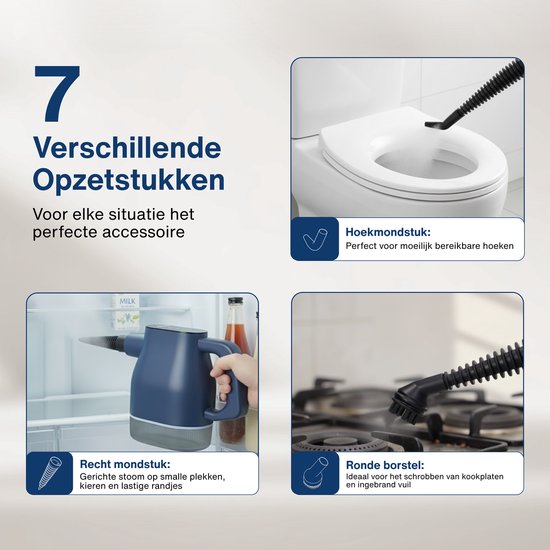 Airsteam S1 Handdampfreiniger - 1350W Leistungsstarker Dampfreiniger mit Touchscreen - 9 Zubehörteile - Fleckenreiniger für Sofa, Boden & Fenster - Kindersicherung - 400ML Wassertank