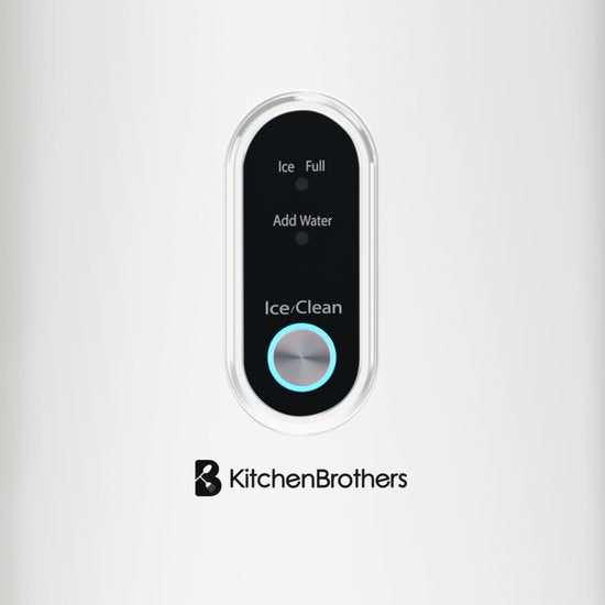 KitchenBrothers Nugget Eiswürfelbereiter - 1.1L - Crushed Ice Maker mit Eisportionierer - Tragbar - 15kg/24 Stunden - Weiß