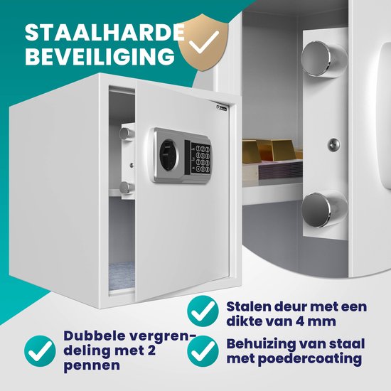 Deuba Safe - Elektronischer Doppelfüller Led 35x40x40cm 56l - Silber