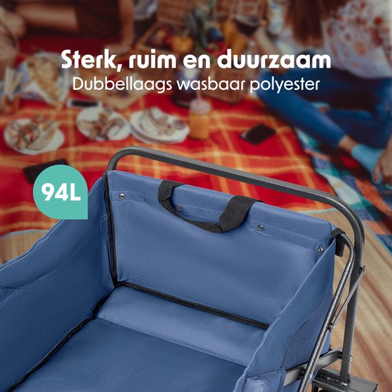 LifeGoods Wagon - faltbar - 80KG Tragfähigkeit - 94L - waschbares Polyester - Blau