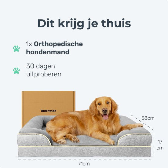 Orthopädisches Hundekissen XL - Orthopädischer Hundekorb - Bett - Bank - Waschbar - Hundebett - Panier Chien - Grau - Dutchwide