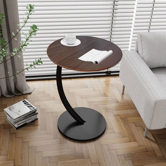 Ceruzo Beistelltisch Braun - rund 40 cm - hoch 60 cm - kleiner Beistelltisch - C-Form - Bench Table