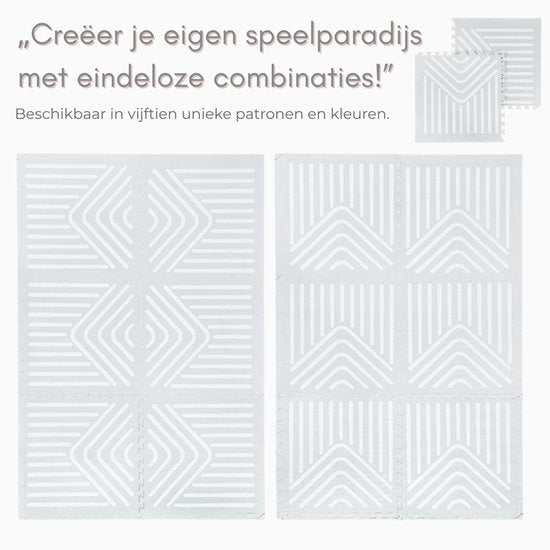 NilaFee™ – Spielmatte – Schaumstoff – Baby – Spielteppich – Krabbelmatte – 180 x 120 x 1,5 cm – Puzzlematte – Aufbewahrungstasche – Geometrie Grau