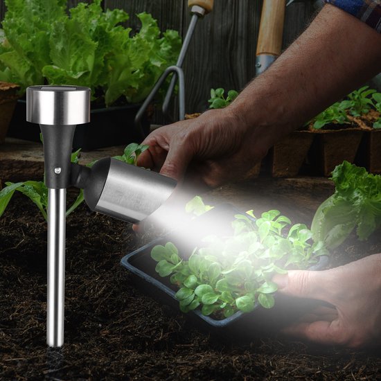Monzana 6er Set LED Solar - Gartenleuchte - Edelstahl