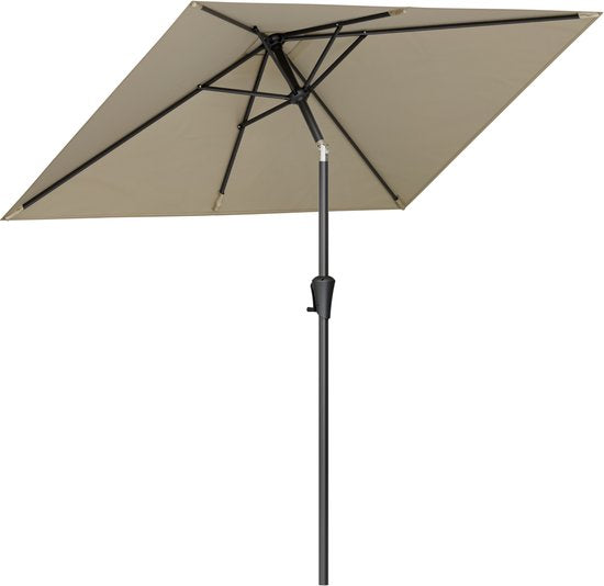 LifeGoods Sonnenschirm - Garten - 210x140cm - 30° neigbar - Wasserdicht - UPF50+ - Taupe