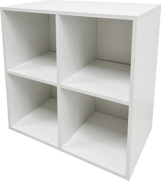Schallplattenschrank - Aufbewahrung von LP-Schallplatten - Bücherregal - 4 Fächer - weiß