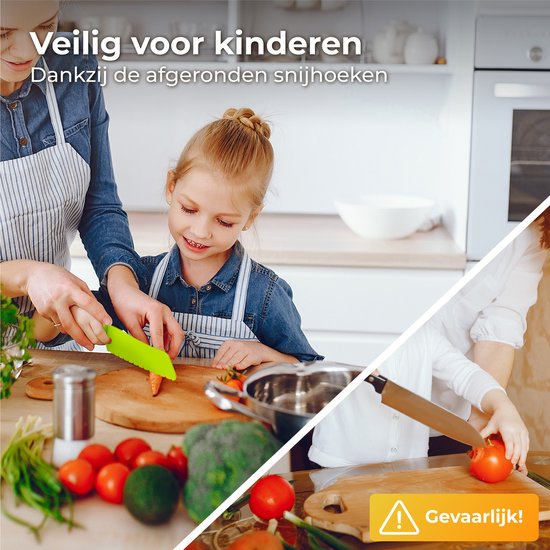 Nuvance - Kindermesserset - 17-teiliges Kochset - Kiddikutter - Kinderbesteck mit Tranchierbrett, Schälmesser, Kindermesser, Pommesschneider & Kochschürze - Kiddicutter - Kochen für Kinder - Küchenutensilien