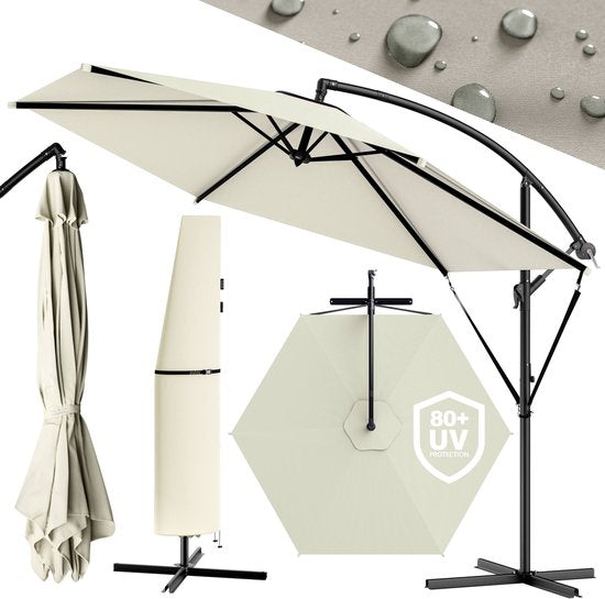 Schwimmender Sonnenschirm Zusammenklappbar - Aluminium Ø330cm UV-Schutz 80+ - Beige