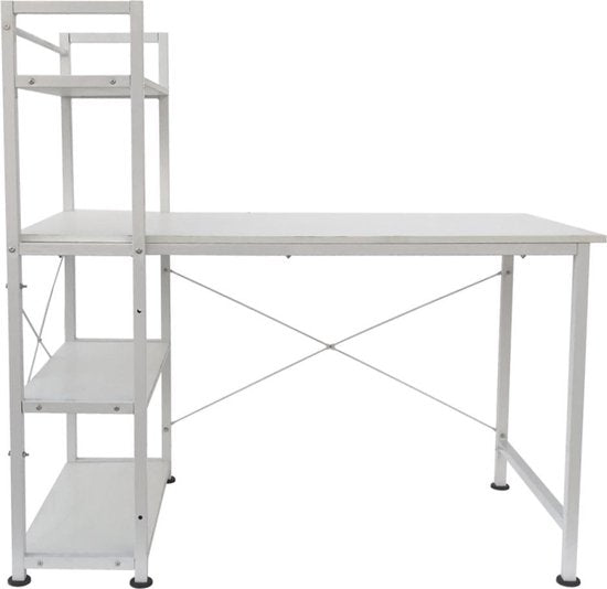 Schreibtisch Computertisch Stoer - 3 Ablagefächer - Industrie modern weiß - Metall Holz