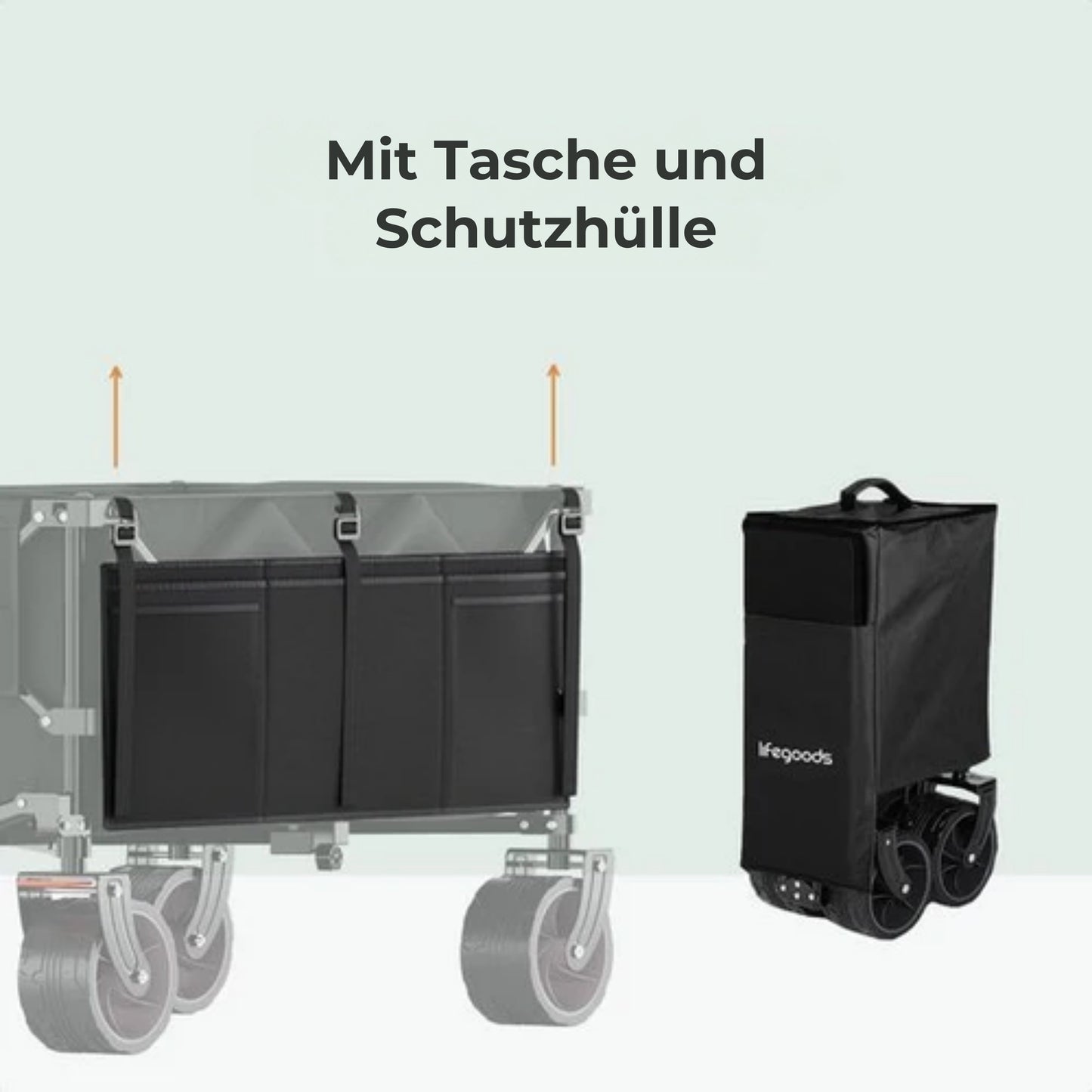 LifeGoods Wagon - XXL - Faltbar - 300L - 150KG Tragfähigkeit - Schwarz