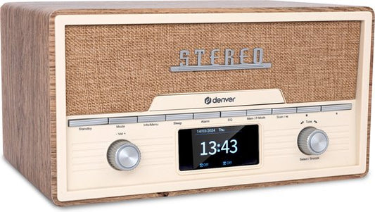 Denver Radio - DAB/CD-Player - Bluetooth - 20 Speicherplätze - FM / AUX - Holz