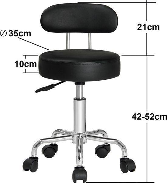 Casaria Drehhocker mit Rückenlehne - Sitzhöhe verstellbar 46 - 60 cm