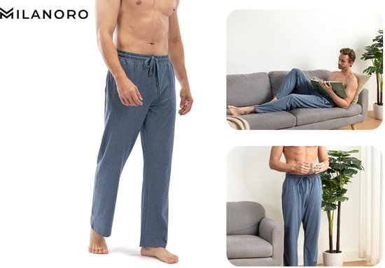 Milanoro - 2er Set Pyjamahose aus Baumwolle für Herren - Anthrazit/Schwarz-Weiß kariert - XL