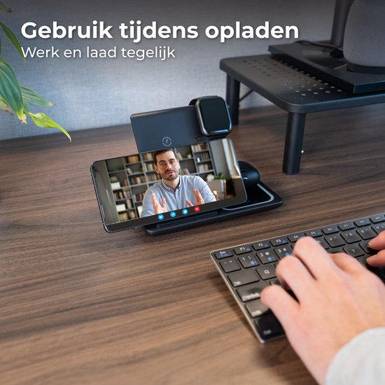 Nuvance Wireless Charger - 3 in 1 - 15W - Ladestation - Schnellladegerät - Wireless Charger - für Smartphone, Smartwatch & Kopfhörer