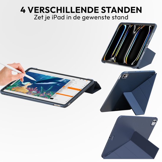 Tablet-Hülle geeignet für iPad Pro 11 Zoll Gehäuse (2024) - M4 - Smart Cover - Blau