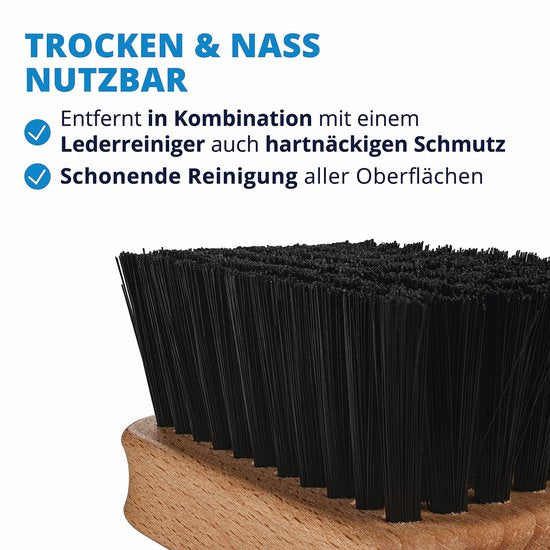 LICARGO® Auto-Textil- und Lederbürste - Made in Germany - zur schonenden Trocken- und Nassreinigung von Textilien und Leder im Auto - Polsterbürste für die Autoinnenpflege, Textilbürste Auto